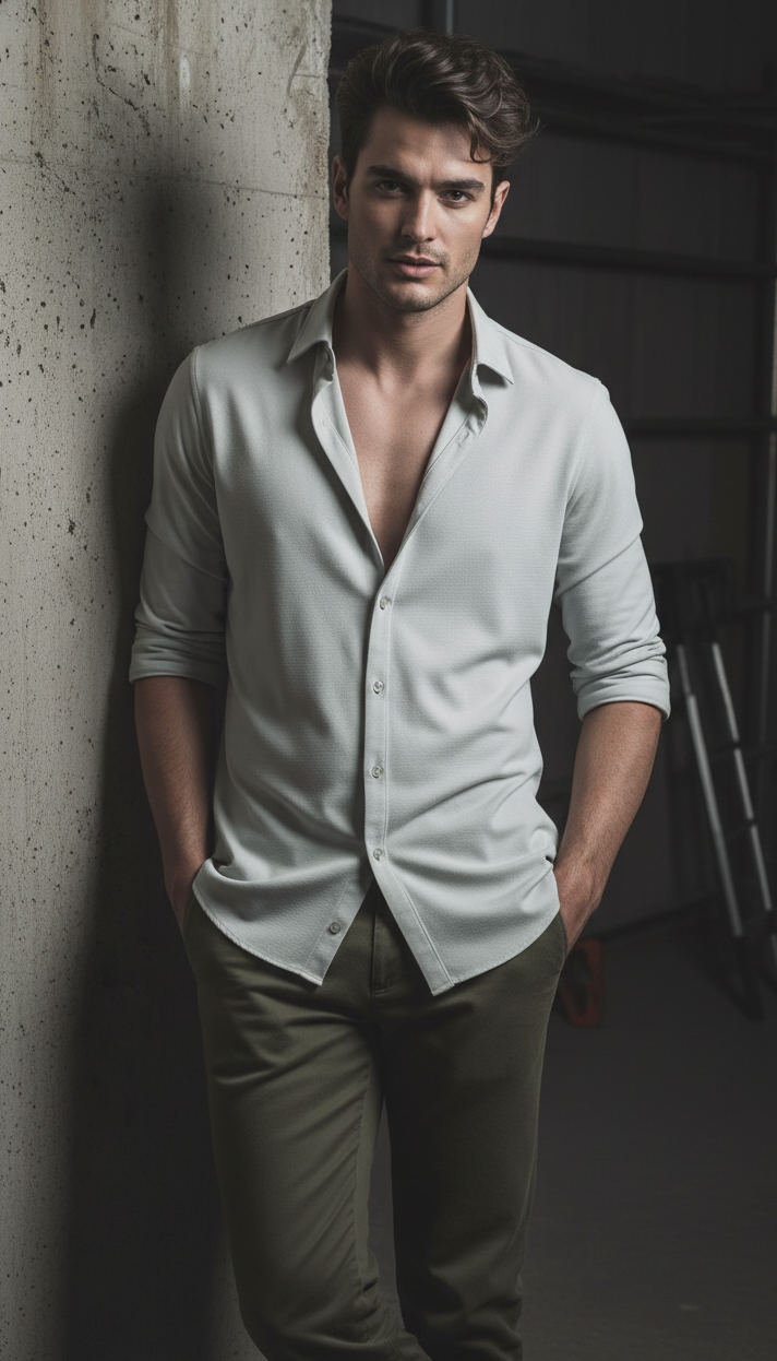 Regular Fit Khadi Color Lycra Shirt