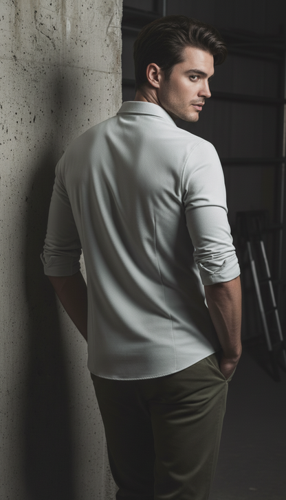 Regular Fit Khadi Color Lycra Shirt