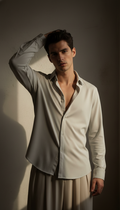 Regular Fit Khadi Color Lycra Shirt