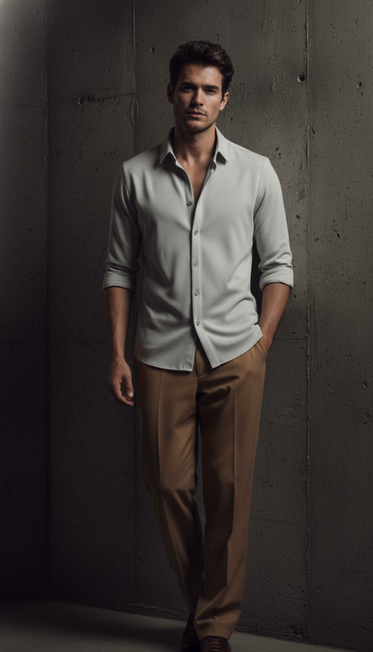 Regular Fit Khadi Color Lycra Shirt