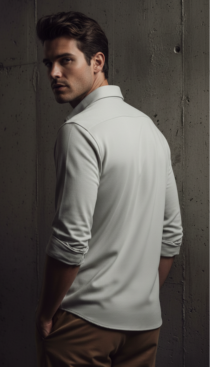 Regular Fit Khadi Color Lycra Shirt