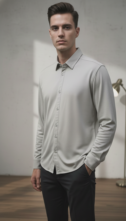 Regular Fit Khadi Color Lycra Shirt