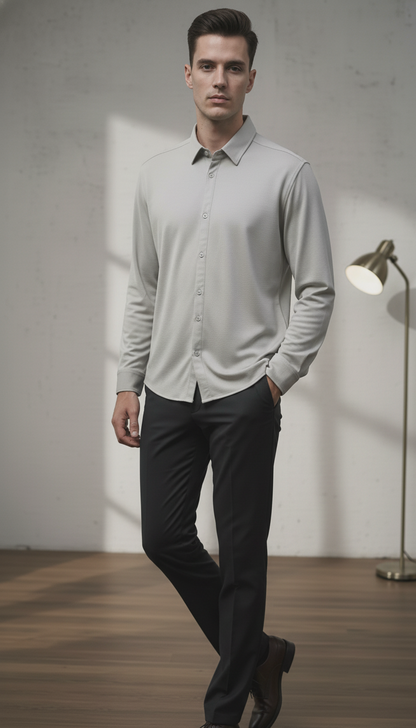 Regular Fit Khadi Color Lycra Shirt