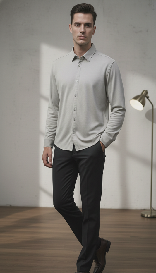 Regular Fit Khadi Color Lycra Shirt