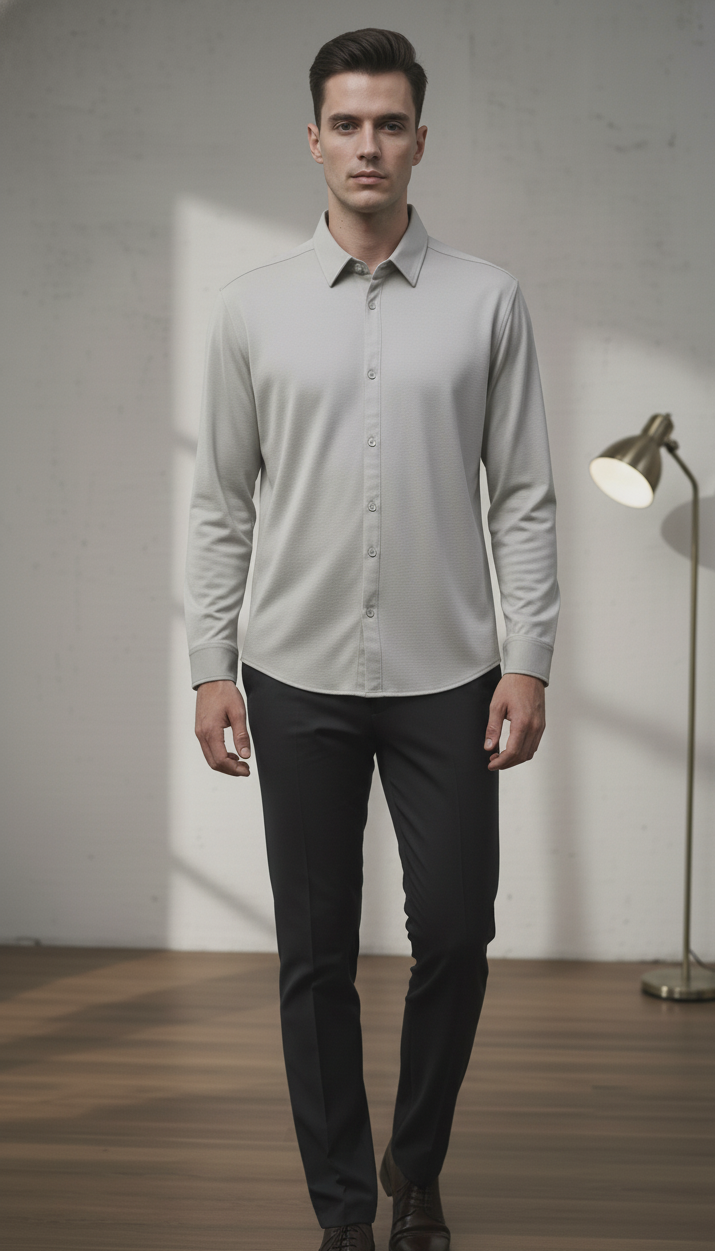 Regular Fit Khadi Color Lycra Shirt