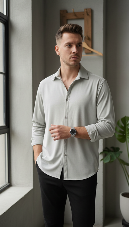 Regular Fit Khadi Color Lycra Shirt