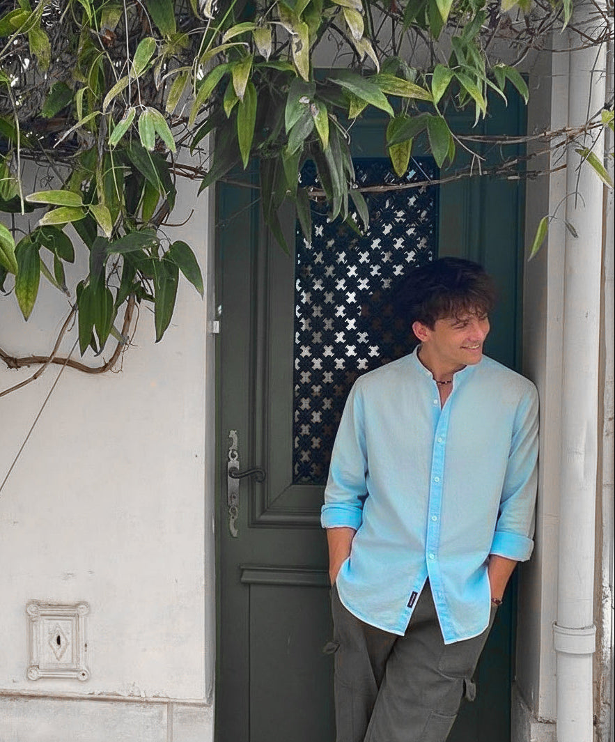 Regular Fit cream color Solid linen fabric Shirt