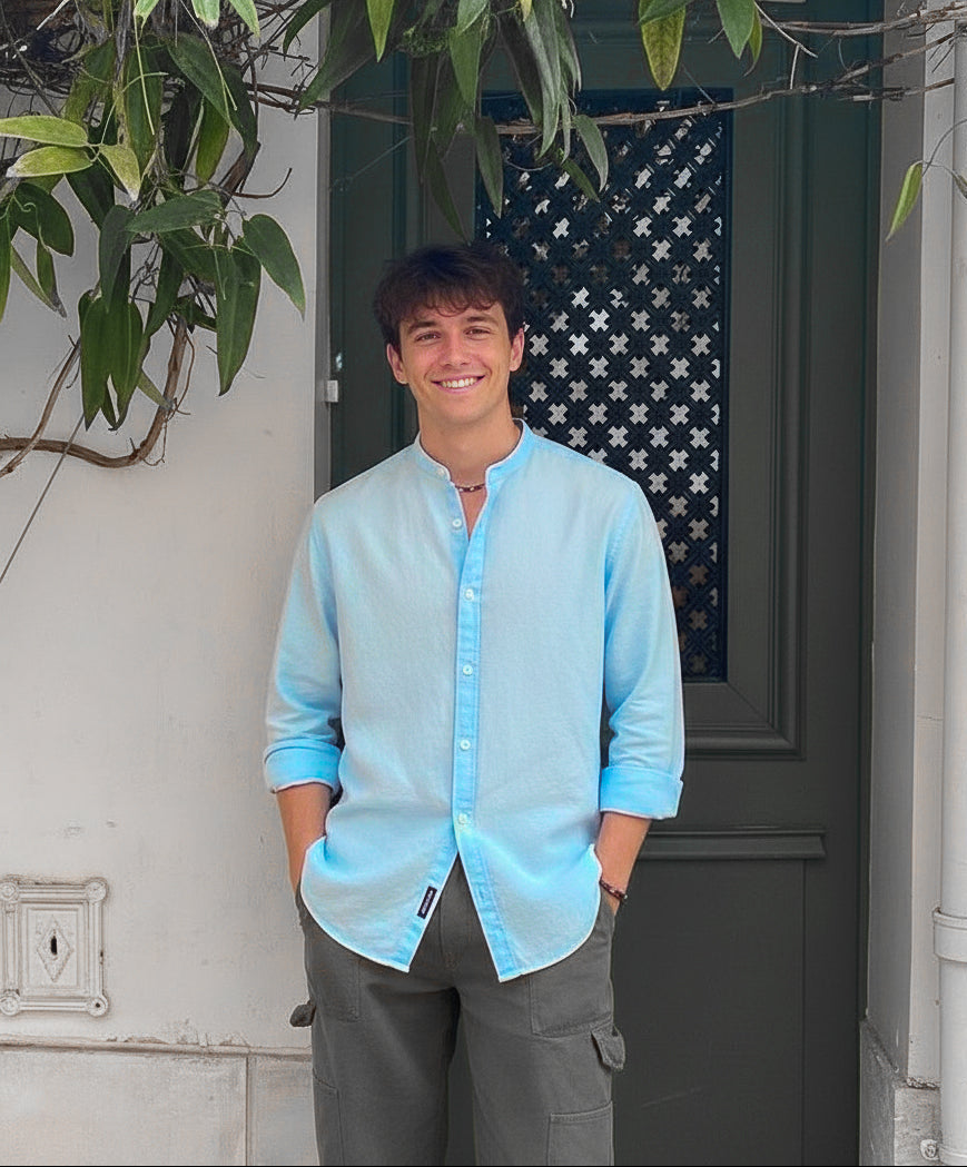 Regular Fit cream color Solid linen fabric Shirt