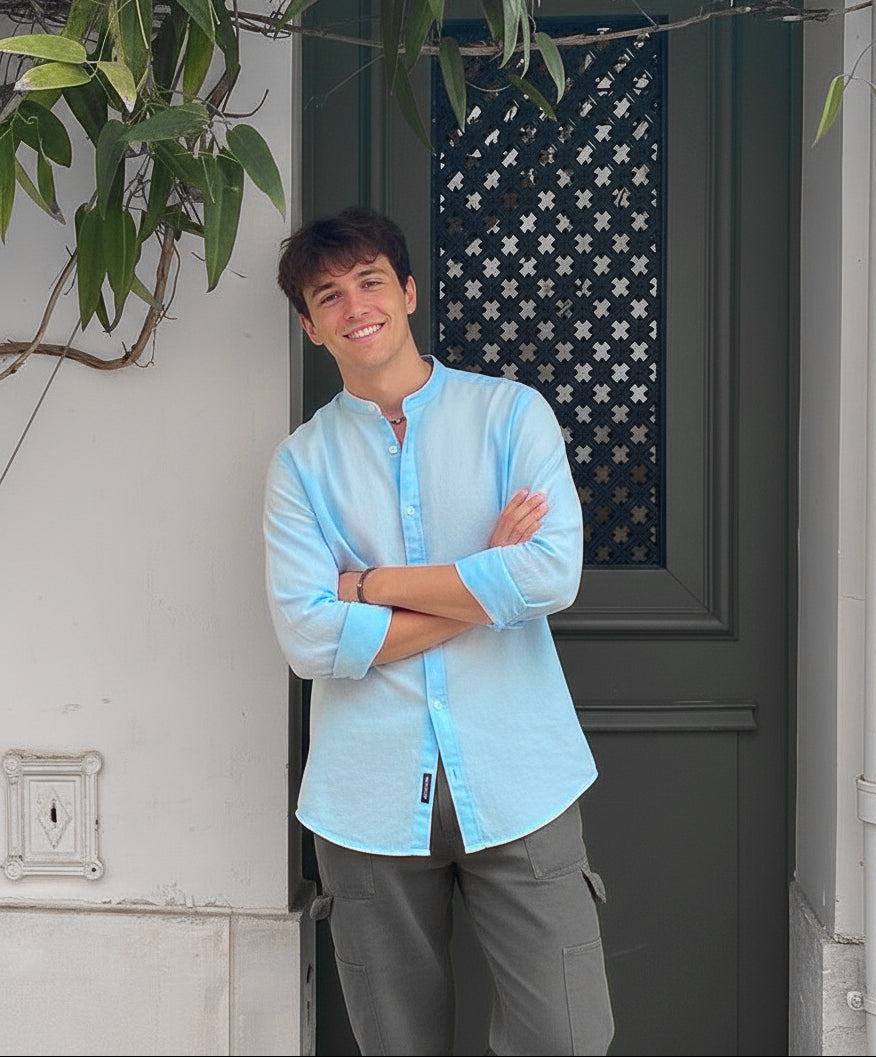 Regular Fit cream color Solid linen fabric Shirt