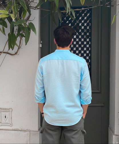 Regular Fit cream color Solid linen fabric Shirt