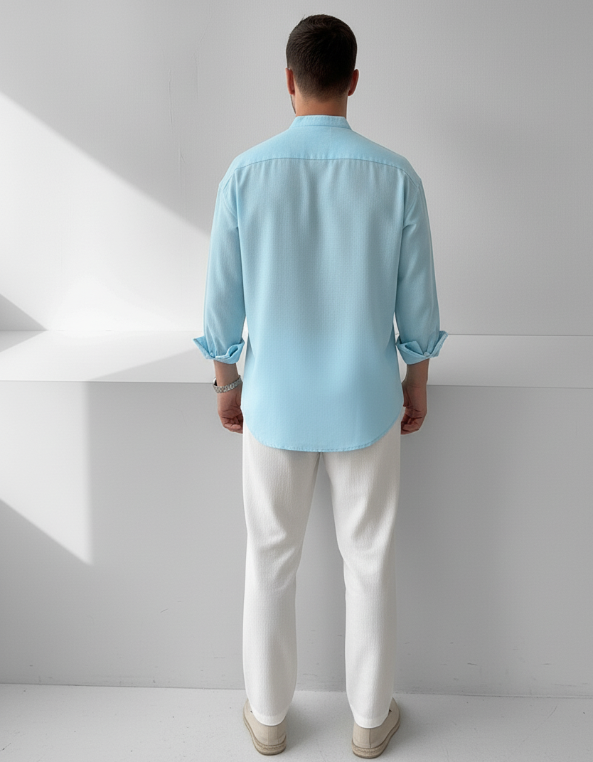 Regular Fit cream color Solid linen fabric Shirt