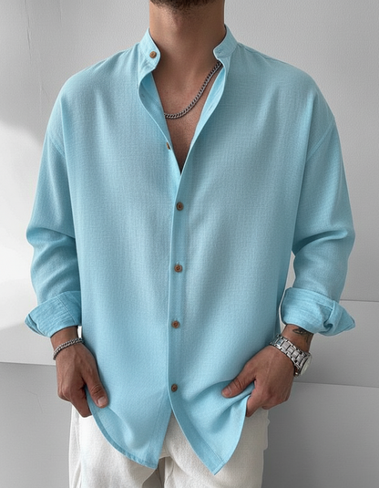 Regular Fit cream color Solid linen fabric Shirt