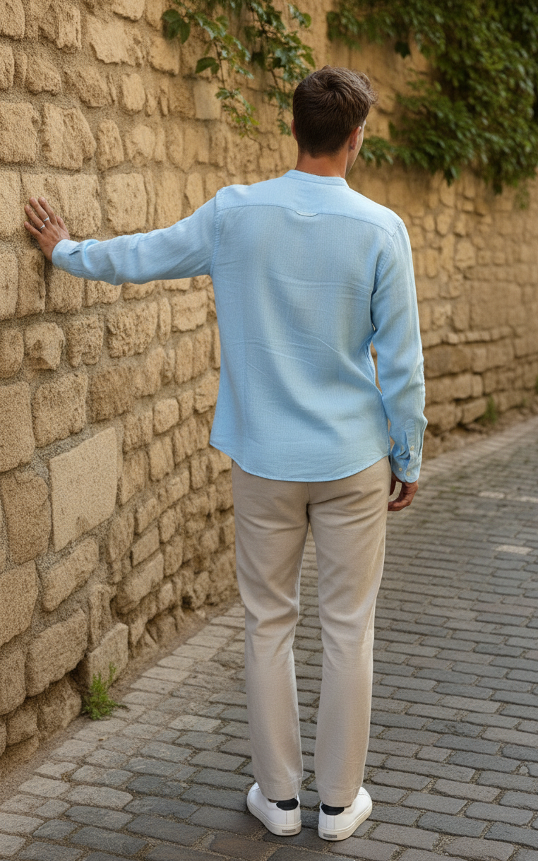 Regular Fit cream color Solid linen fabric Shirt