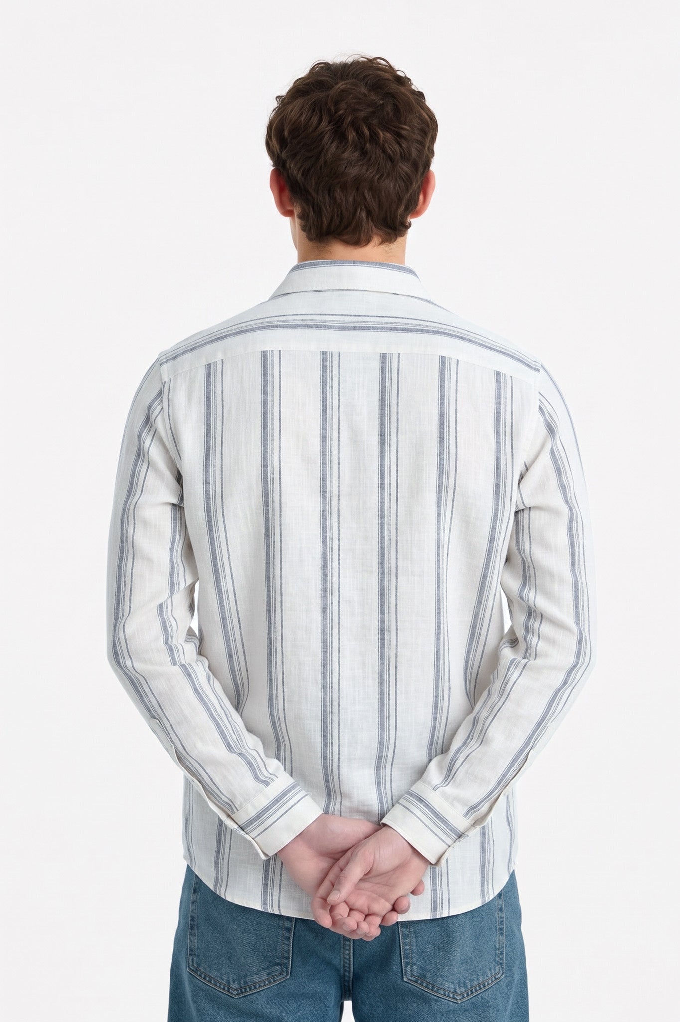 Coastal White Linen Stripe Shirt