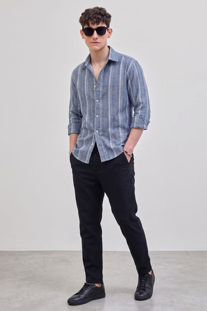 Premium Blue Stripe Linen Shirt