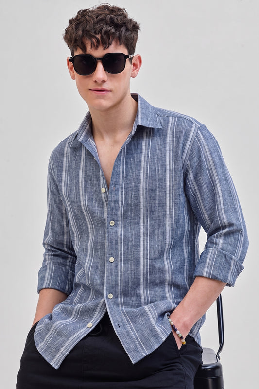 Premium Blue Stripe Linen Shirt
