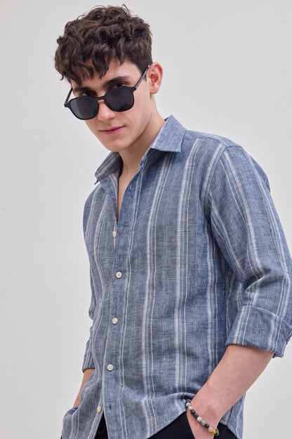 Premium Blue Stripe Linen Shirt