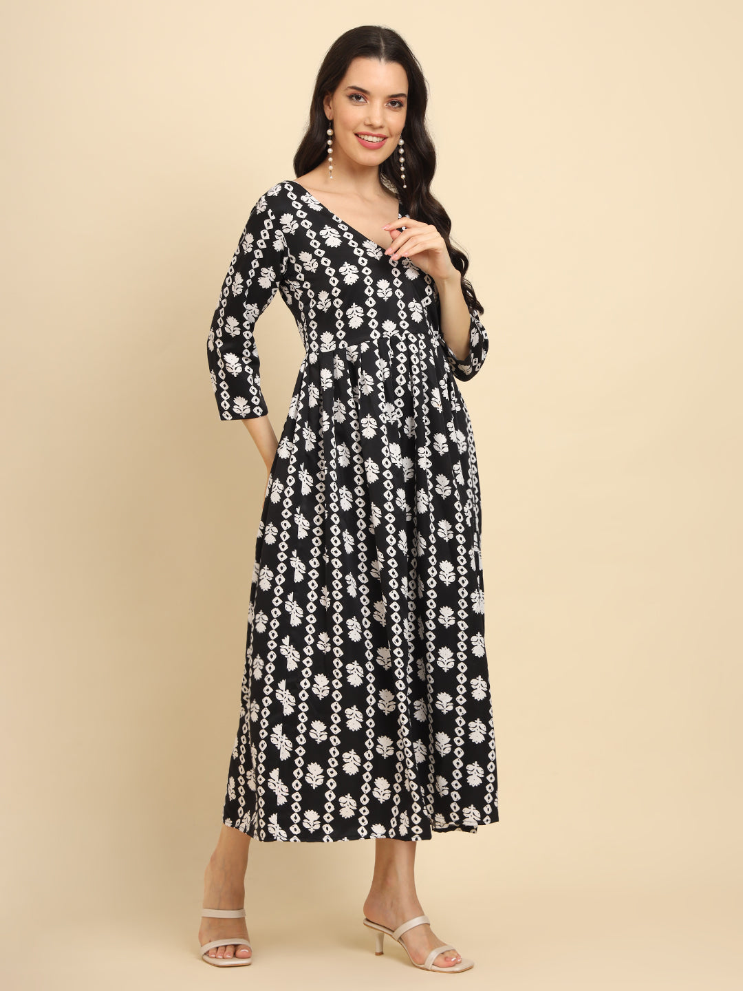 Geometric Print Angrakha Kurta