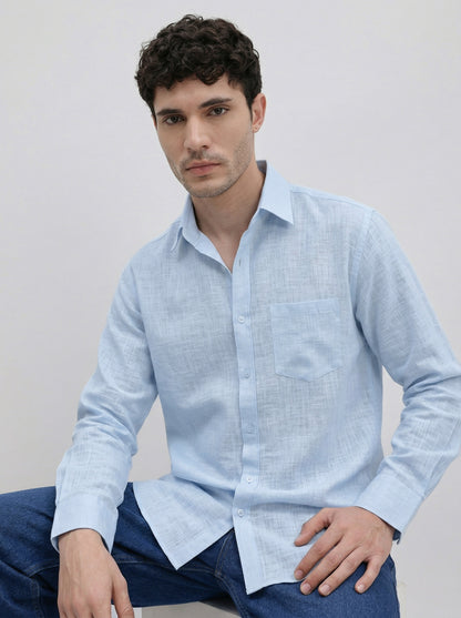 Men’s Premium Light Blue Linen Shirt – Lightweight & Breathable