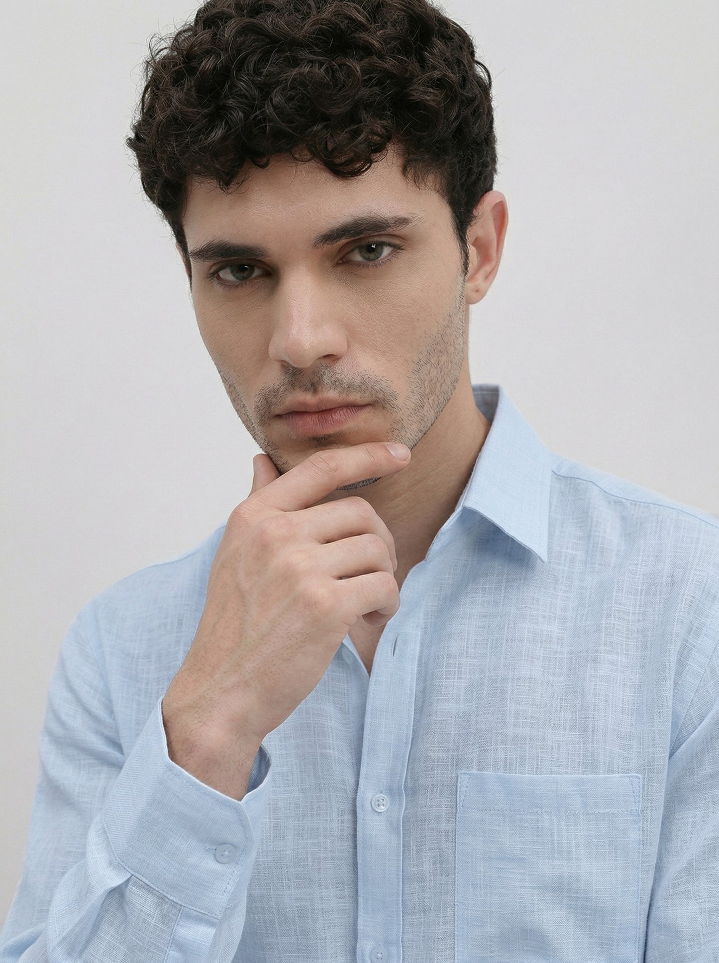 Men’s Premium Light Blue Linen Shirt – Lightweight & Breathable