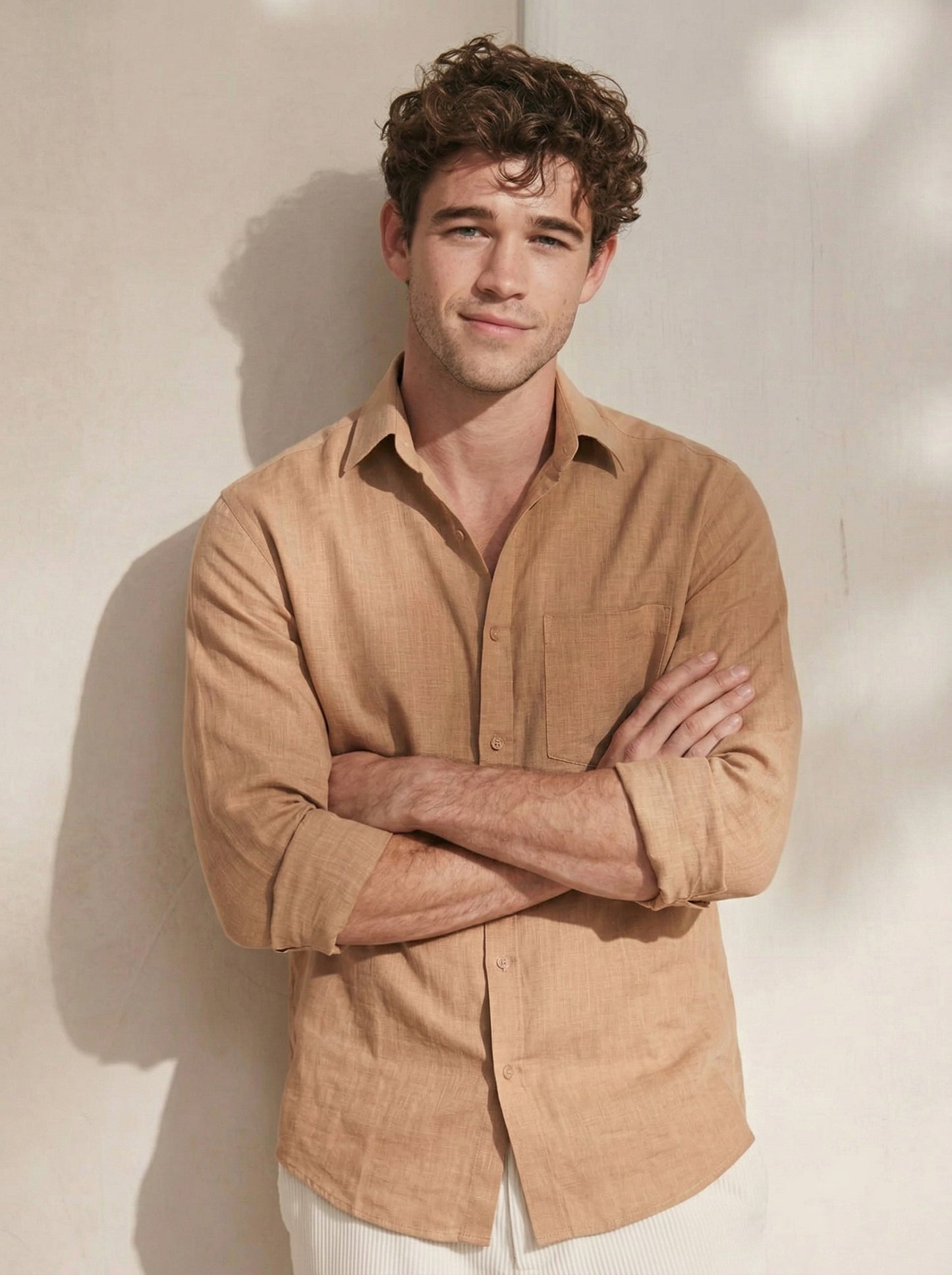 Men’s Minimal Brownish Linen Shirt