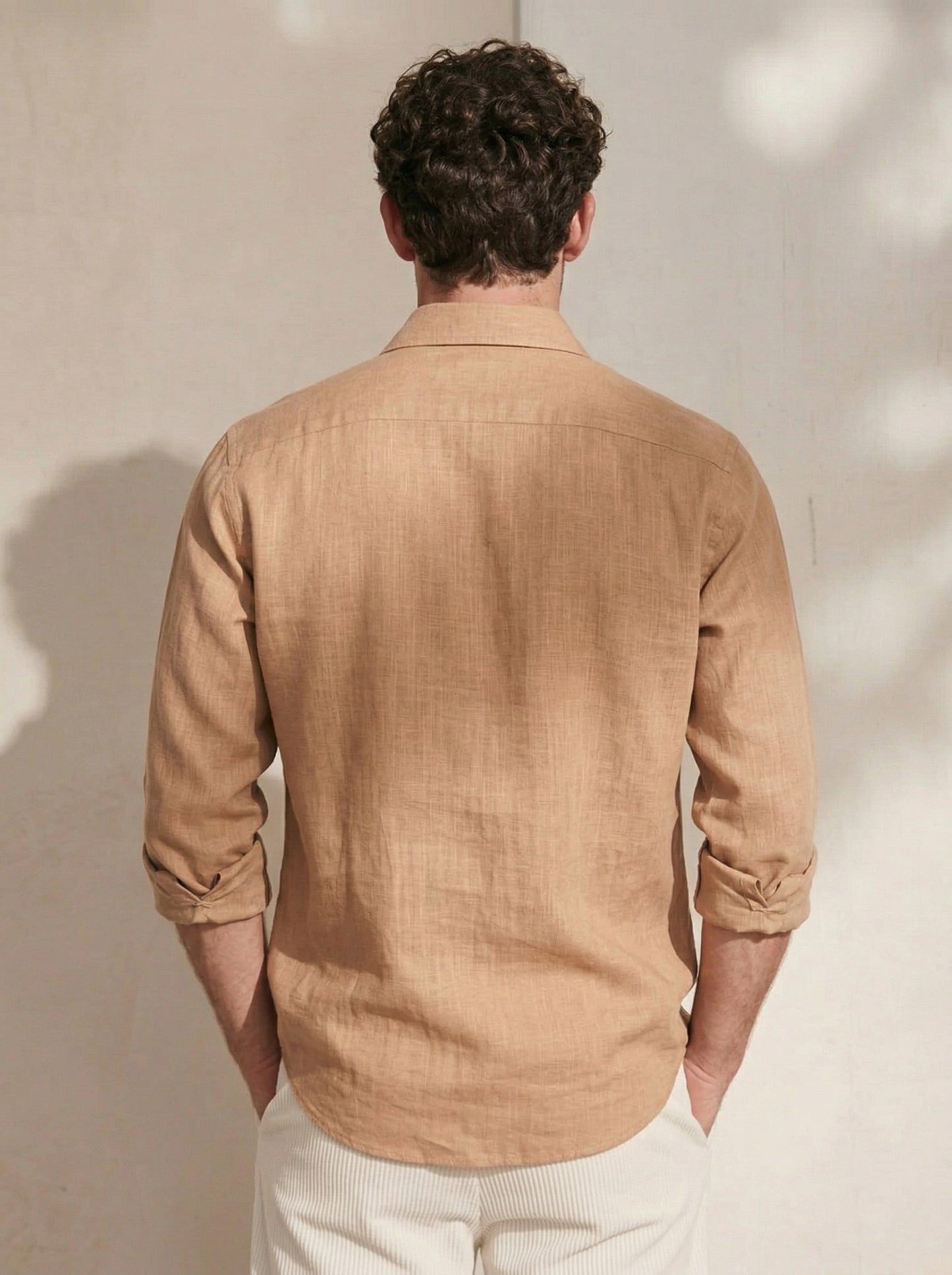 Men’s Minimal Brownish Linen Shirt
