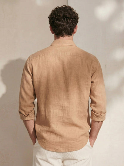 Men’s Minimal Brownish Linen Shirt