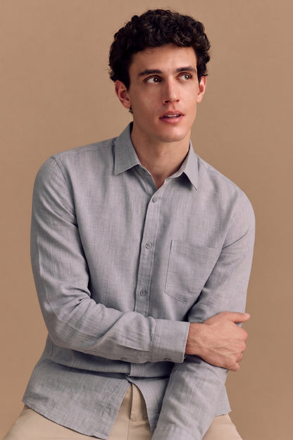 Men’s Premium Grey Linen Full Sleeve Shirt