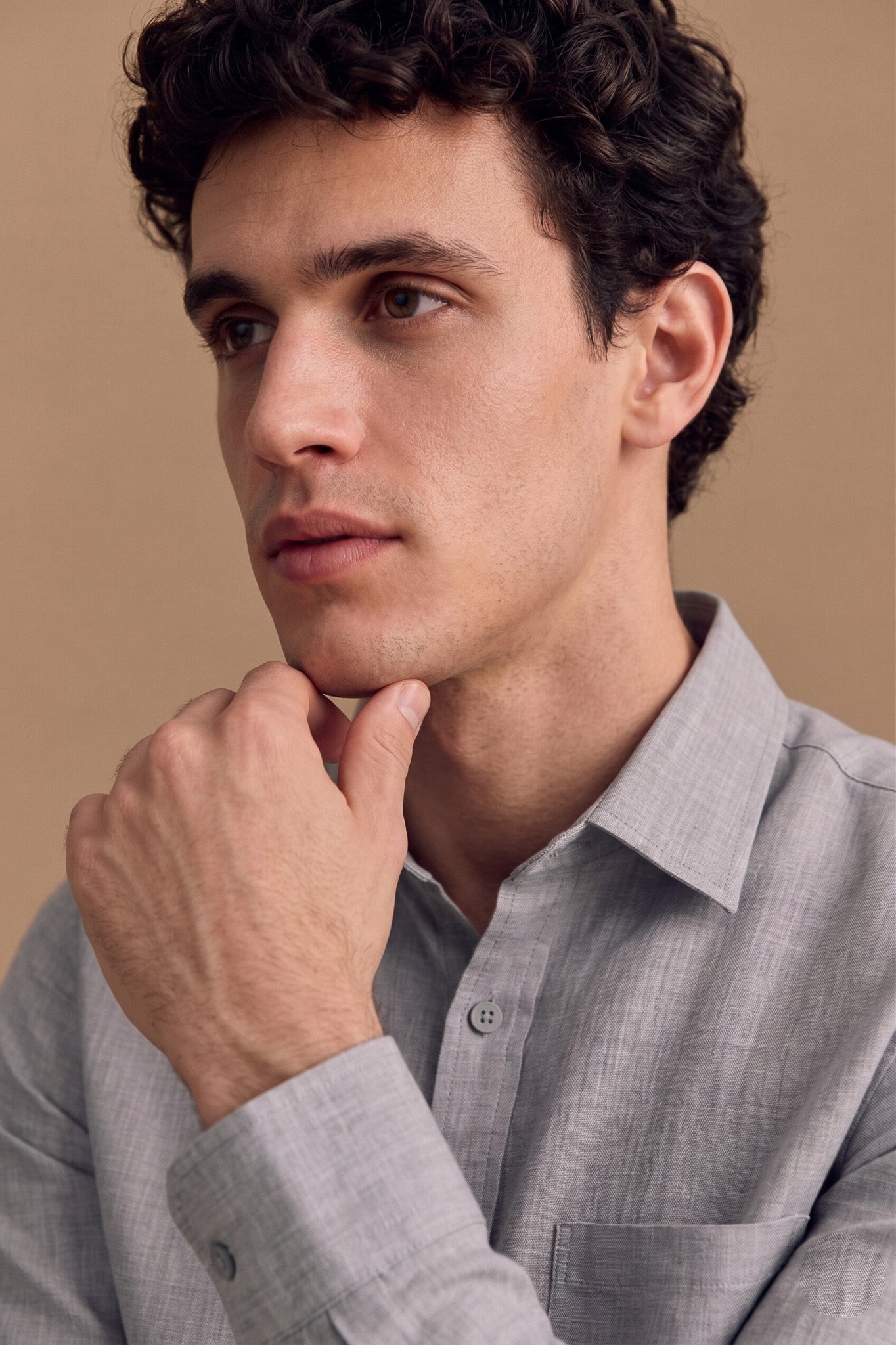 Men’s Premium Grey Linen Full Sleeve Shirt