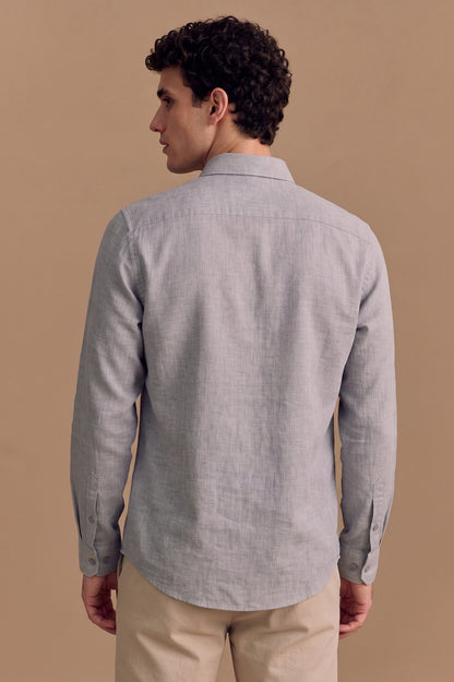 Men’s Premium Grey Linen Full Sleeve Shirt