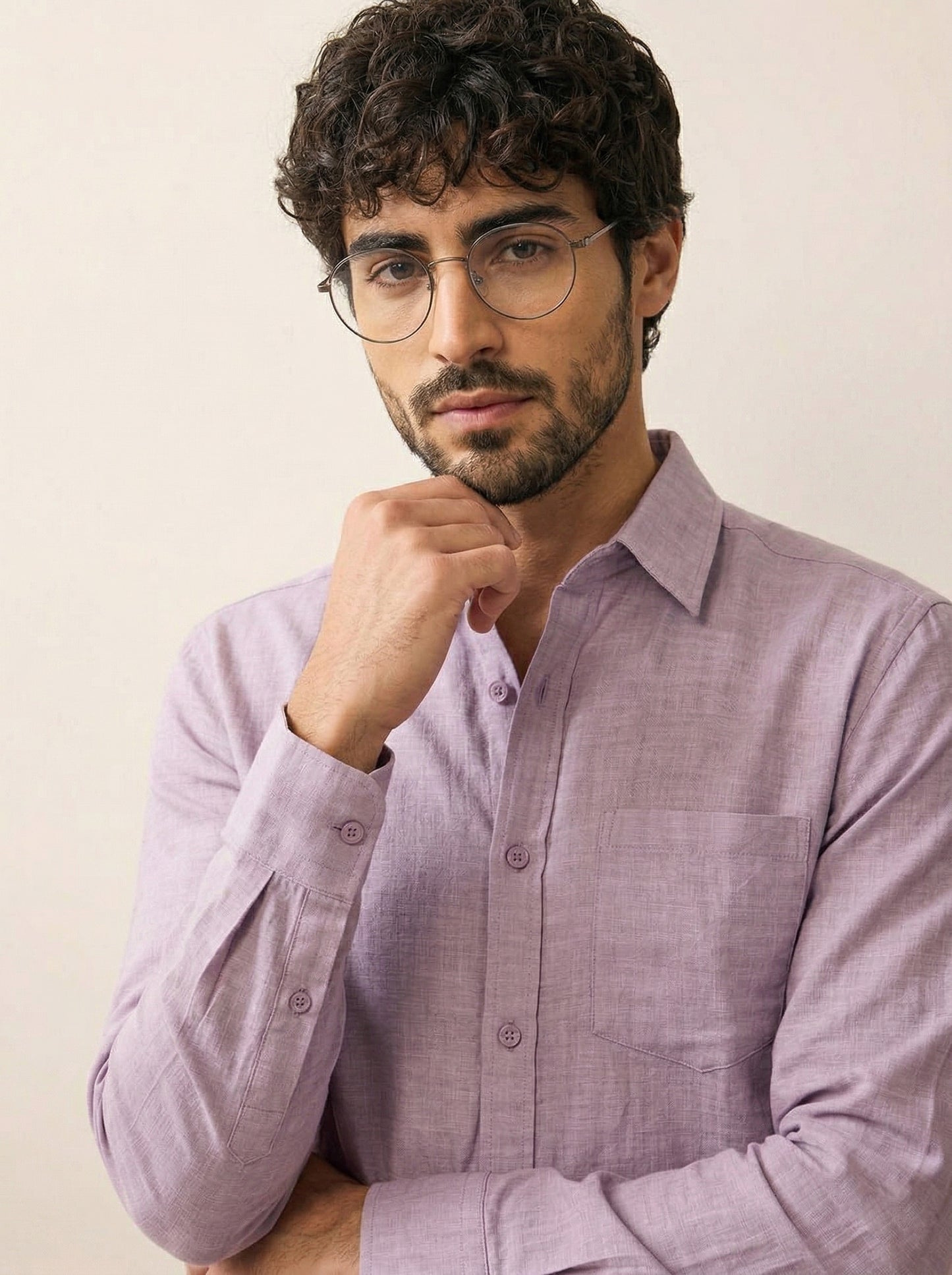 Elegant Lavender Linen Shirt