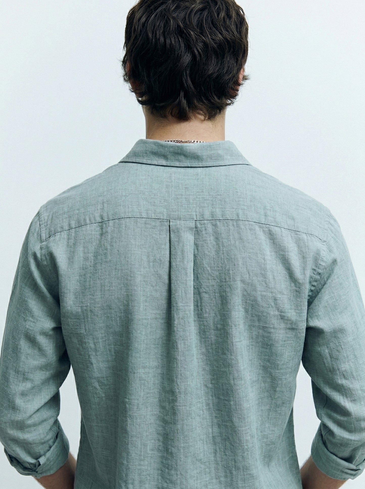 Men’s Sage Green Linen Button-Down Shirt
