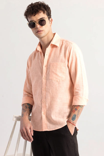 Men’s Premium Peach Linen Full Sleeve Shirt