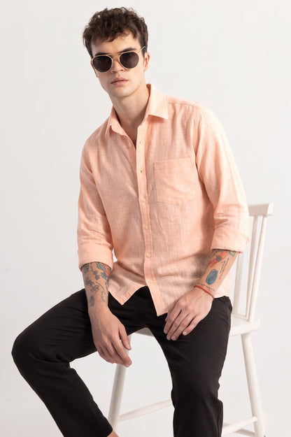 Men’s Premium Peach Linen Full Sleeve Shirt