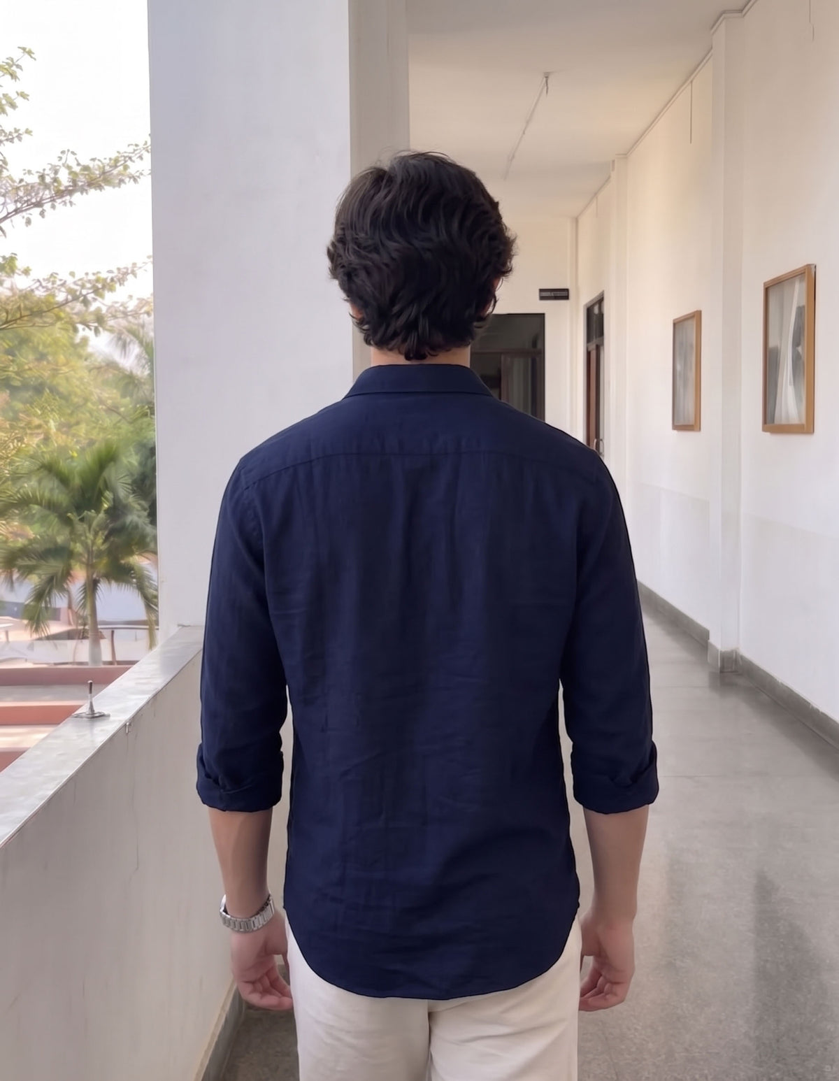 Navy Blue Linen Shirt for Men – Premium Regular Fit Casual Wear