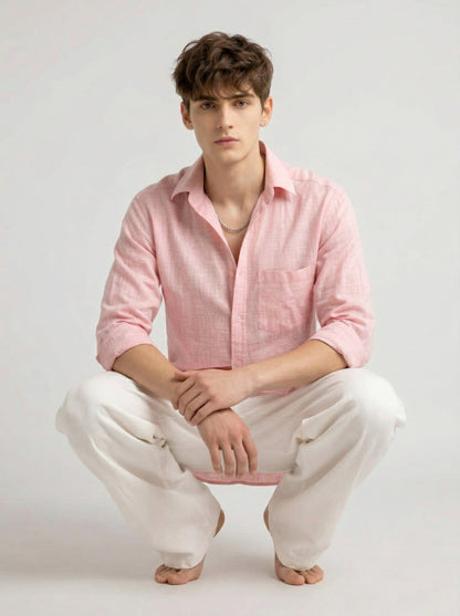 Men’s Premium Pink Linen Shirt