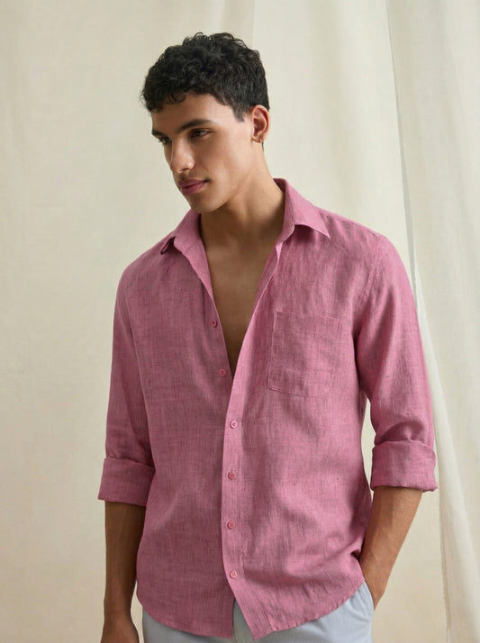 Men’s Dusty Pink Linen Shirt