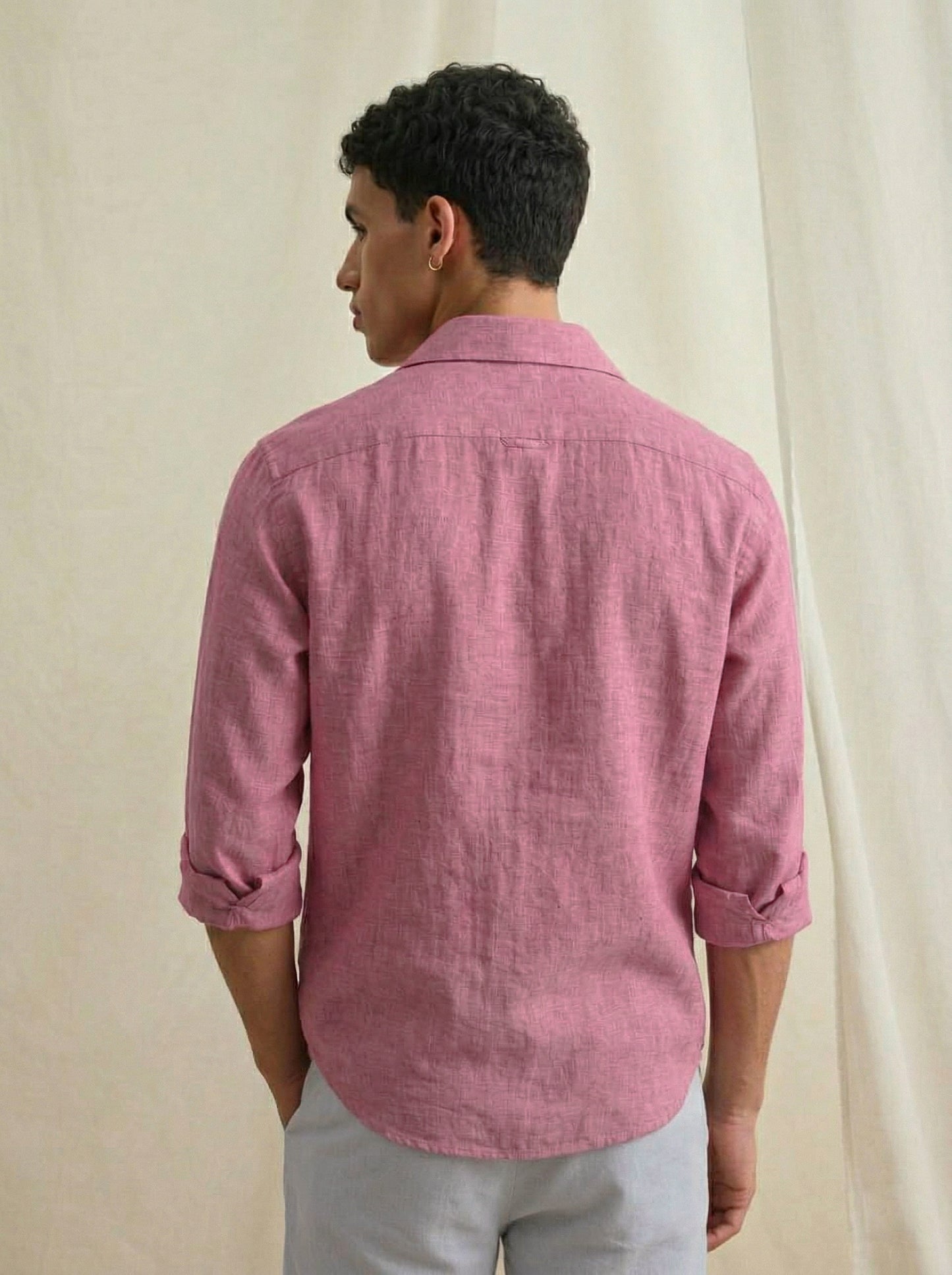 Men’s Dusty Pink Linen Shirt