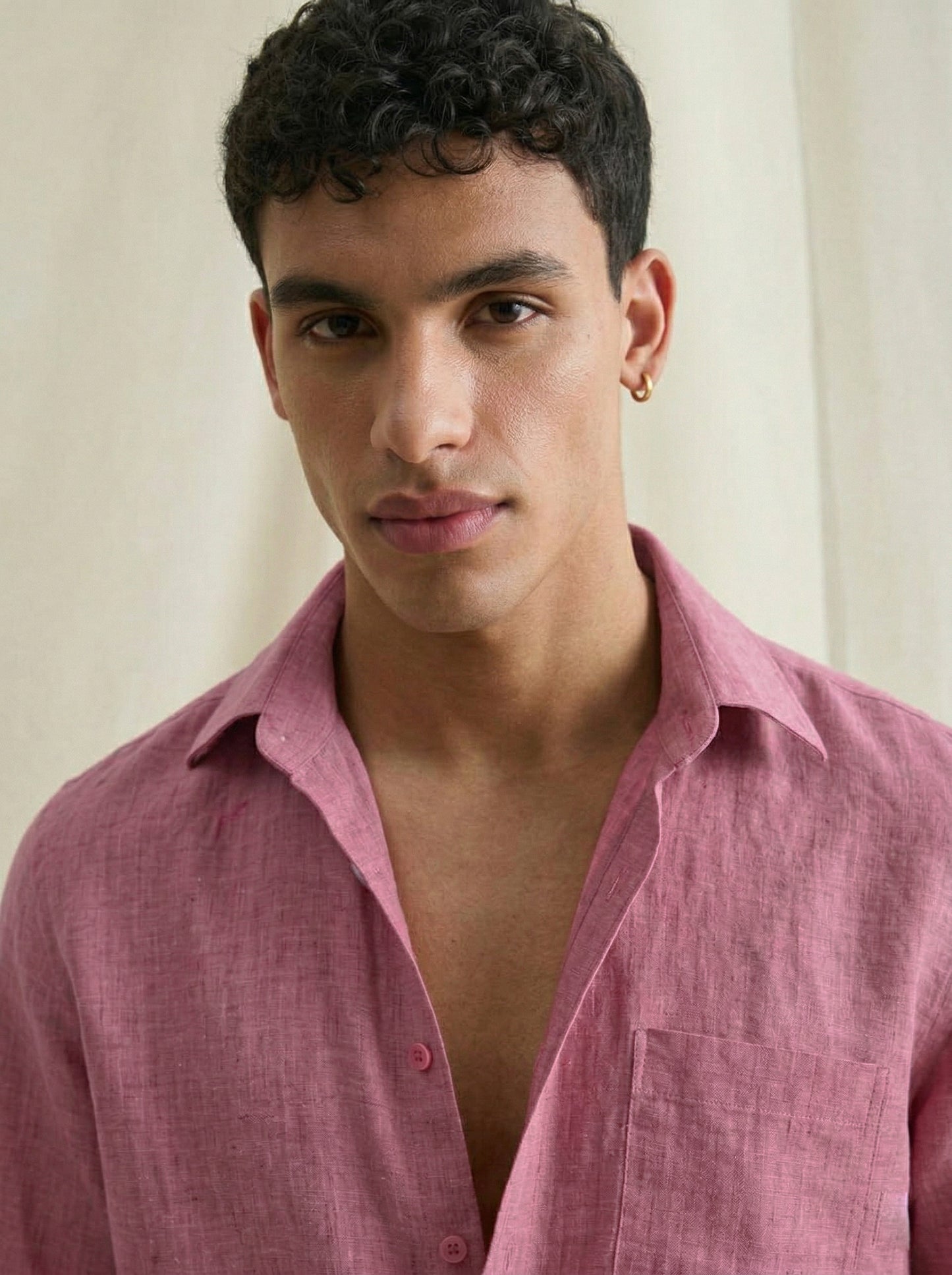 Men’s Dusty Pink Linen Shirt