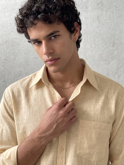 Men’s Premium Tan Linen Full Sleeve Shirt
