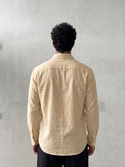 Men’s Premium Tan Linen Full Sleeve Shirt