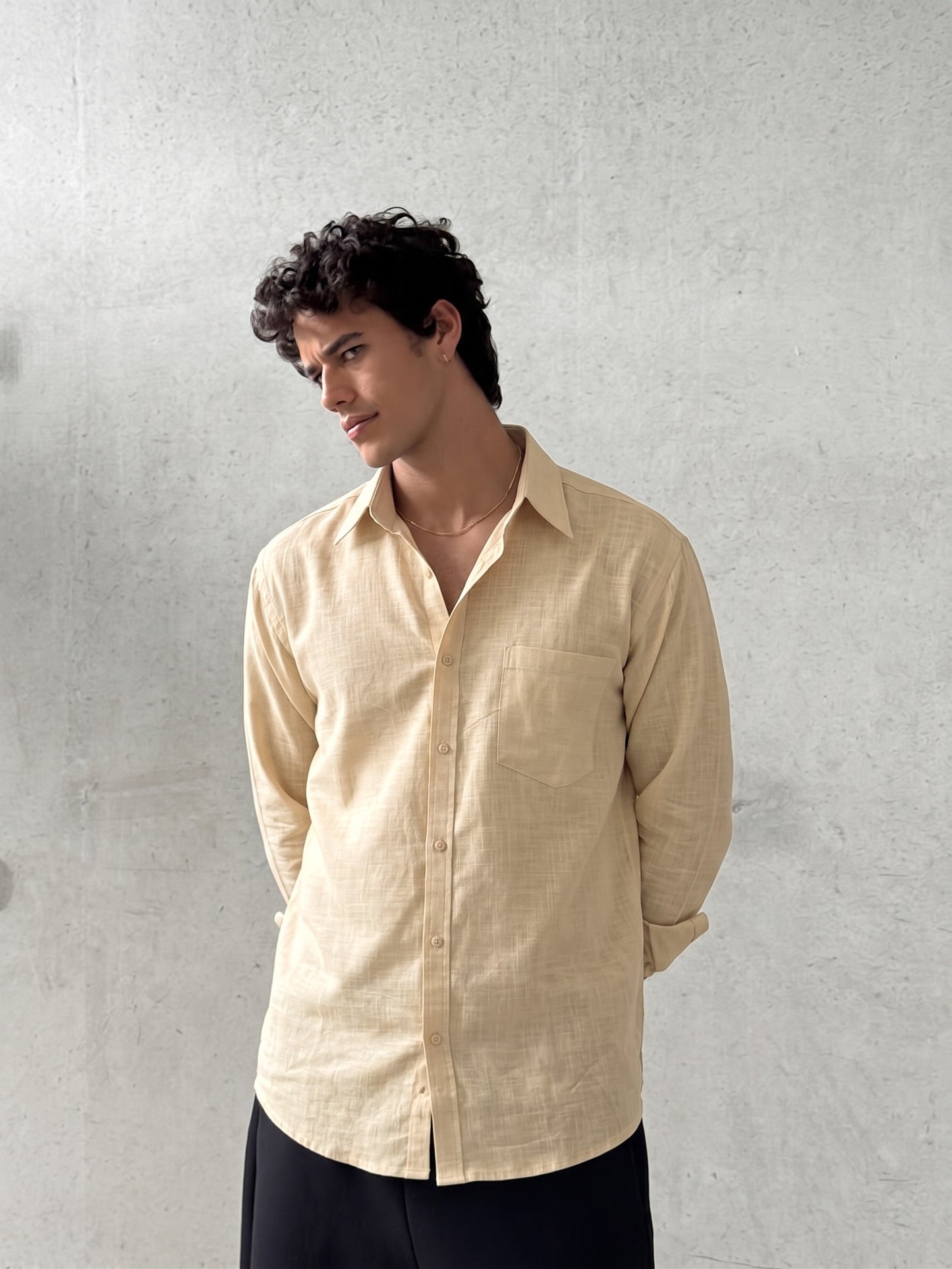 Men’s Premium Tan Linen Full Sleeve Shirt