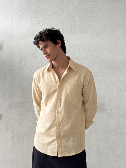 Men’s Premium Tan Linen Full Sleeve Shirt