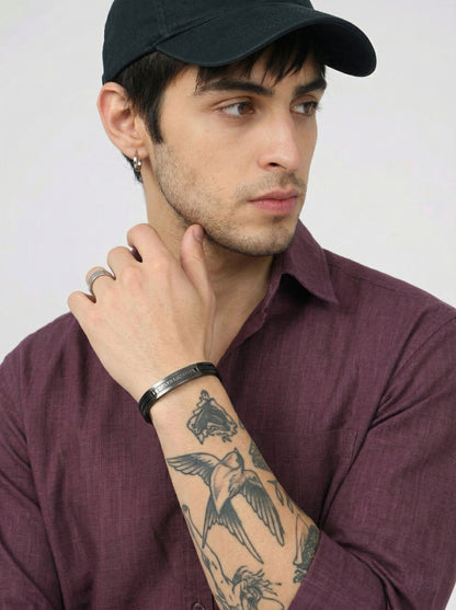 Men’s Wine Linen Shirt– Lightweight Breathable Button-Up