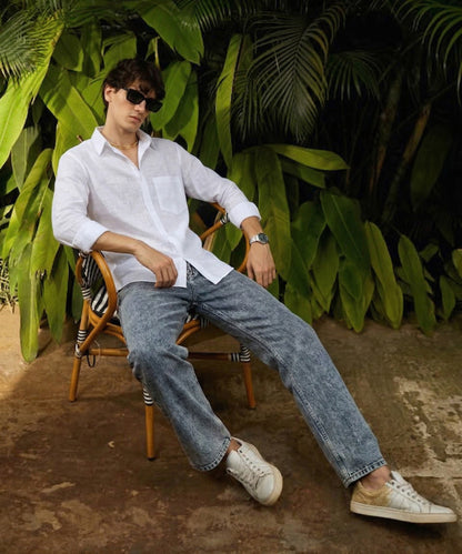 Classic White Linen Shirt for Men – Lightweight & Stylish Fit