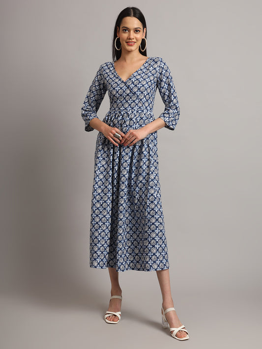 V-neck Calf Length Kurta