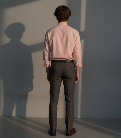 Men Regular Fit Solid Mandarin Collar Casual Shirt