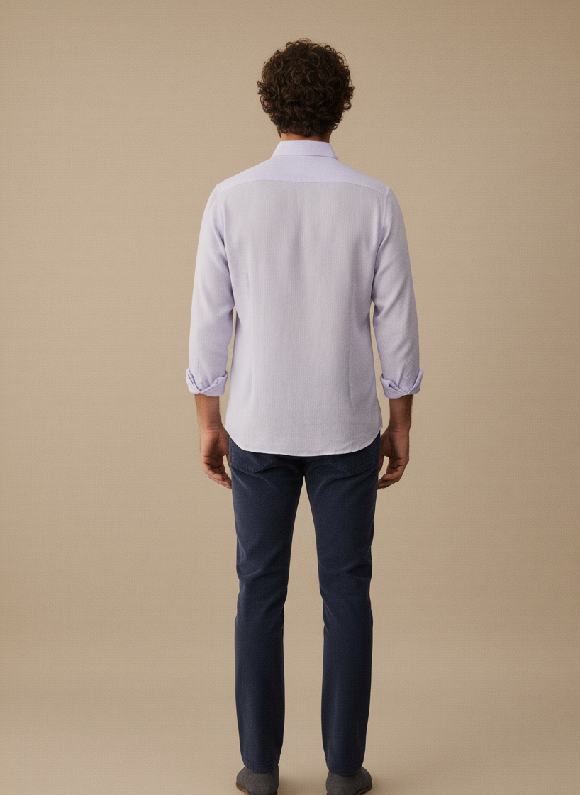 Men Regular Fit Solid Mandarin Collar Casual Shirt