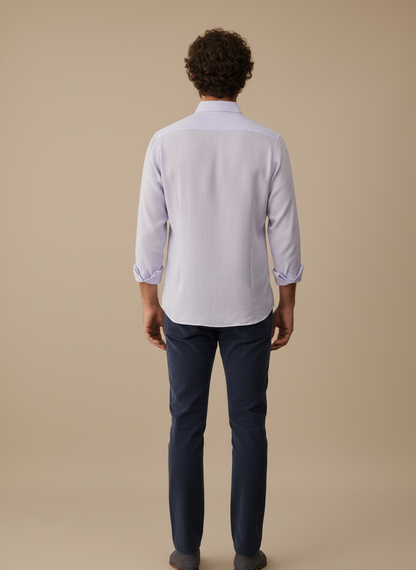 Men Regular Fit Solid Mandarin Collar Casual Shirt