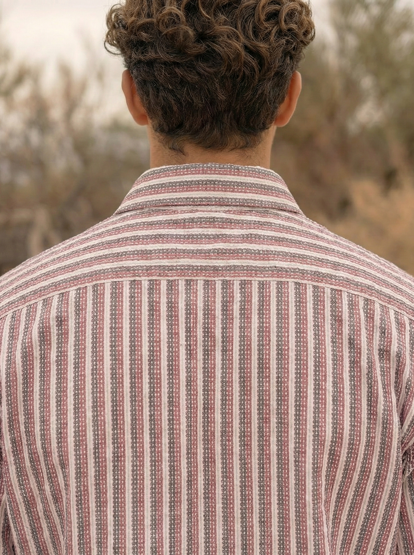 Pink and White Color Stripes Knitted Fabric Shirt